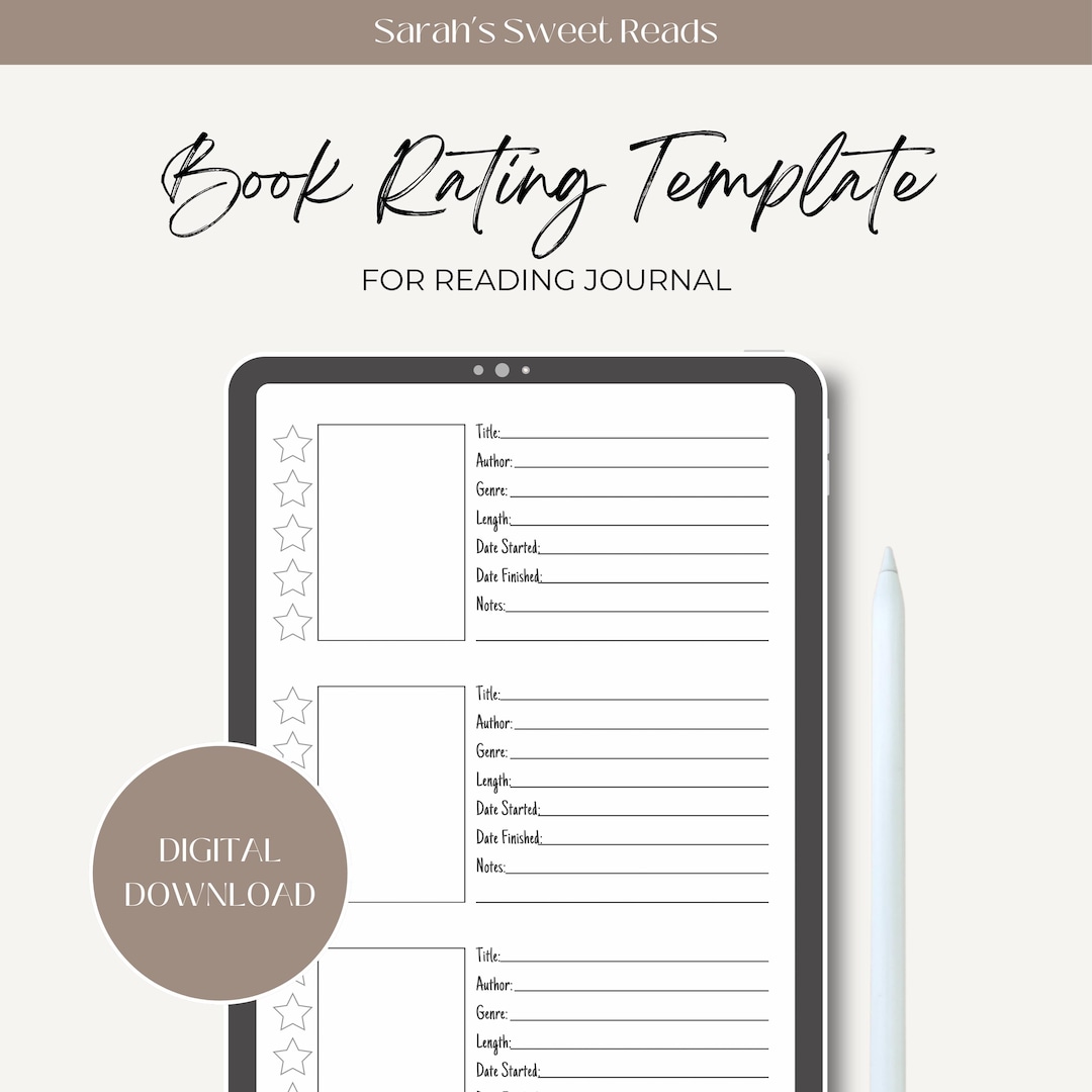 Rating Templete Book Rating Template - Etsy