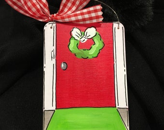 Personalized First Home Christmas Ornament: Hand-Painted Wood Realtor Gift