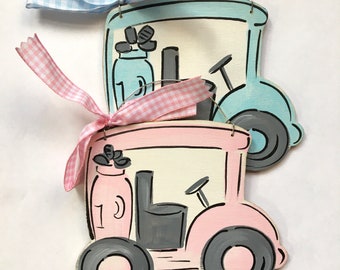 Personalized Golf cart Christmas ornament, Golfing Christmas ornament , gift for golfer, pink golf cart gift, cute golf cart ornament