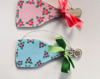 Personalized Champagne Bottle Ornament: Hand-Painted Celebration Keepsake