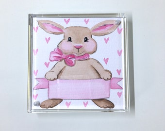 Bunny watercolor prints - personalized nursery art - baby shower gift - Framed watercolor print - personalized art print - baby girl decor