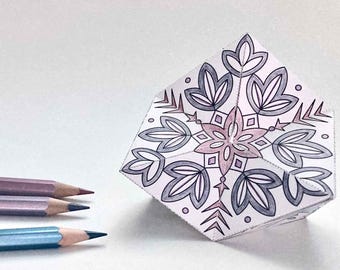 Printable Kaleidocycle Paper Toy: Snowflakes, Colouring Craft, Flextangle Template (PDF)