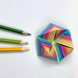 Printable Kaleidocycle Paper Toy: Stripes Pattern, Colouring Craft, Flextangle Template (PDF)