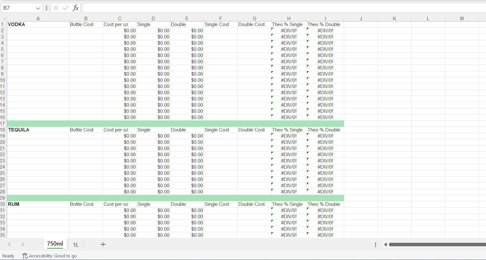 Liquor Cost Calculator, Single and Double Sizes, Adjustable, Restaurant