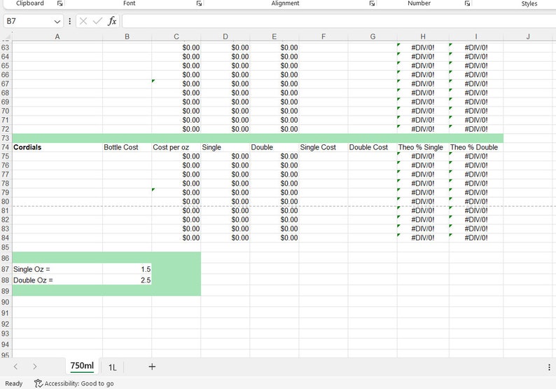 Liquor Cost Calculator, Single and Double Sizes, Adjustable, Restaurant