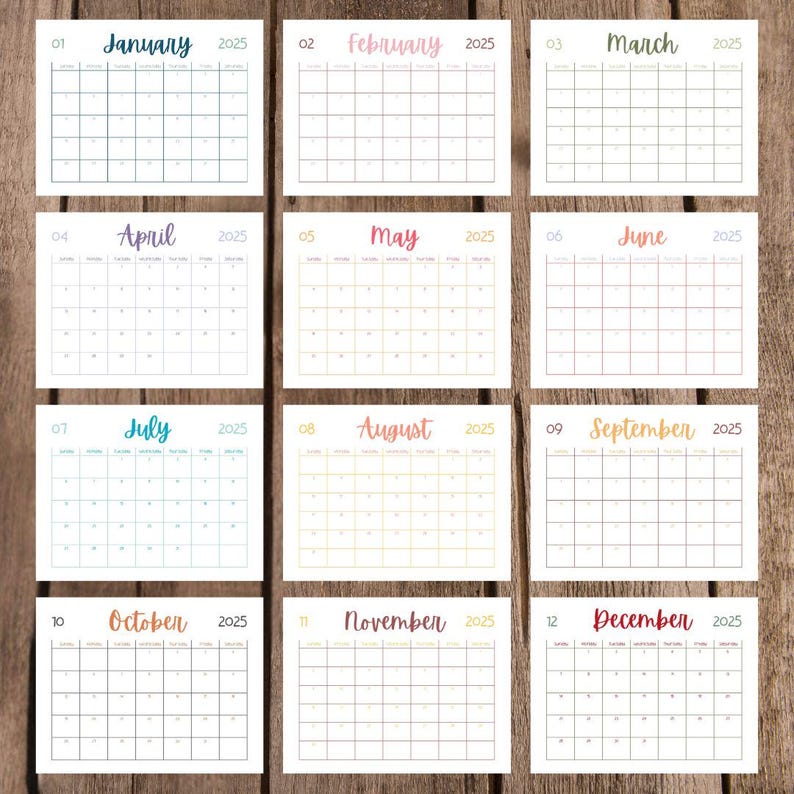 2025 Printable Calendar Script - Etsy