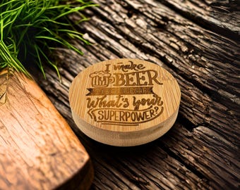 Funny Beer Quote Magnetic Bottle Opener: Handmade Wooden Kitchen Gift