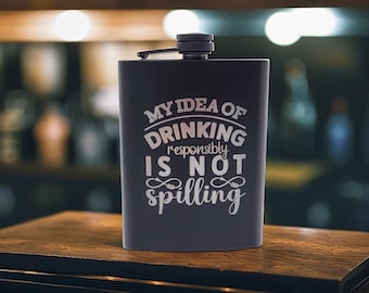 Funny Hip Flask: Laser Engraved Stainless Steel, Groomsmen Gift