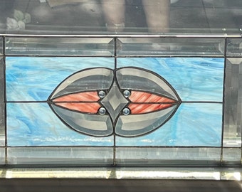 Blue/Red Stained Glass & Bevels window transom