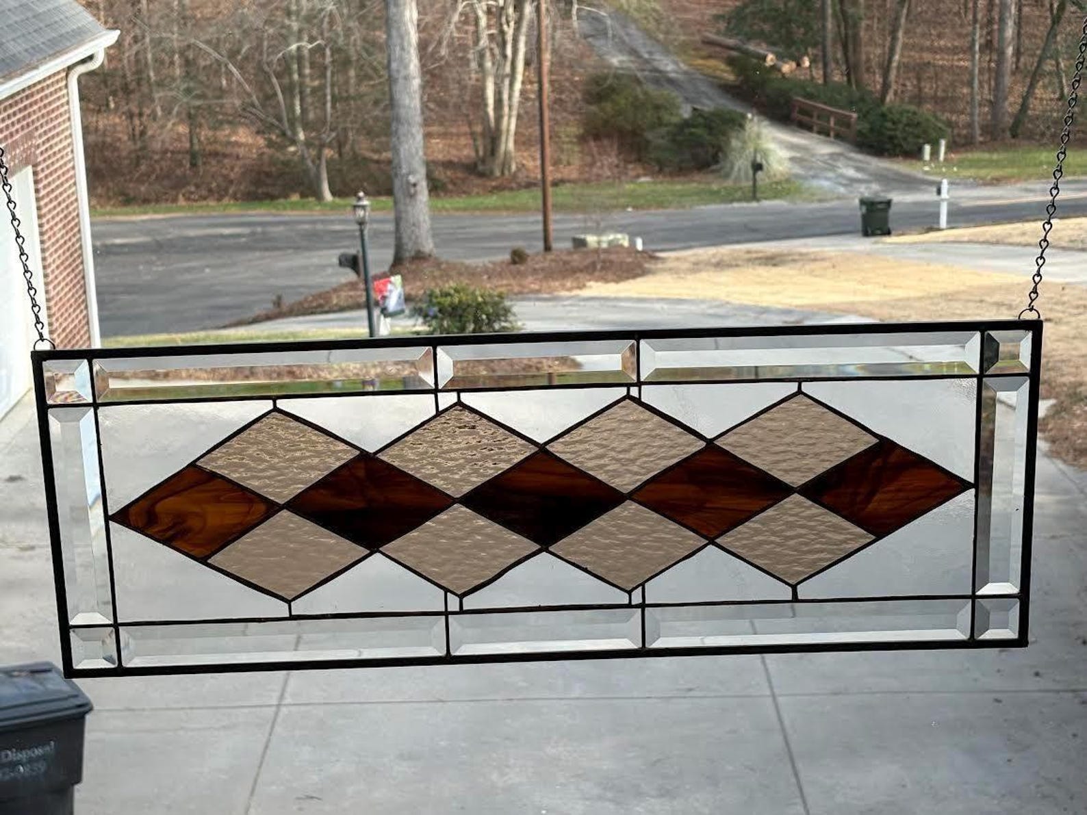 Earthy Window Screen Earthy Browns Stained Glass and Beveled Window Panel, Transom - Etsy
