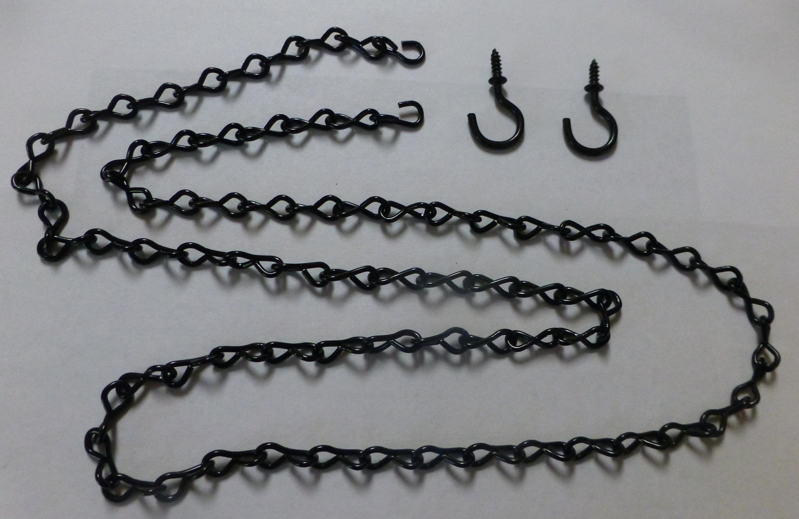 Black Chain#16 w/ 2 black cup hooks --3 ft.