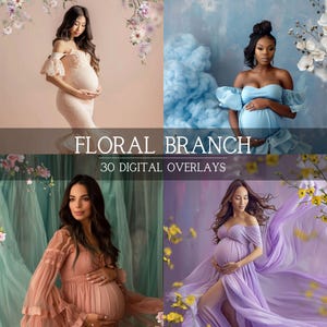 30 Floral Branch Backdrops Overlays Flower Branch Digital Overlays Maternity Backdrops Overlays Blurred Branch Overlay Photoshop Composite