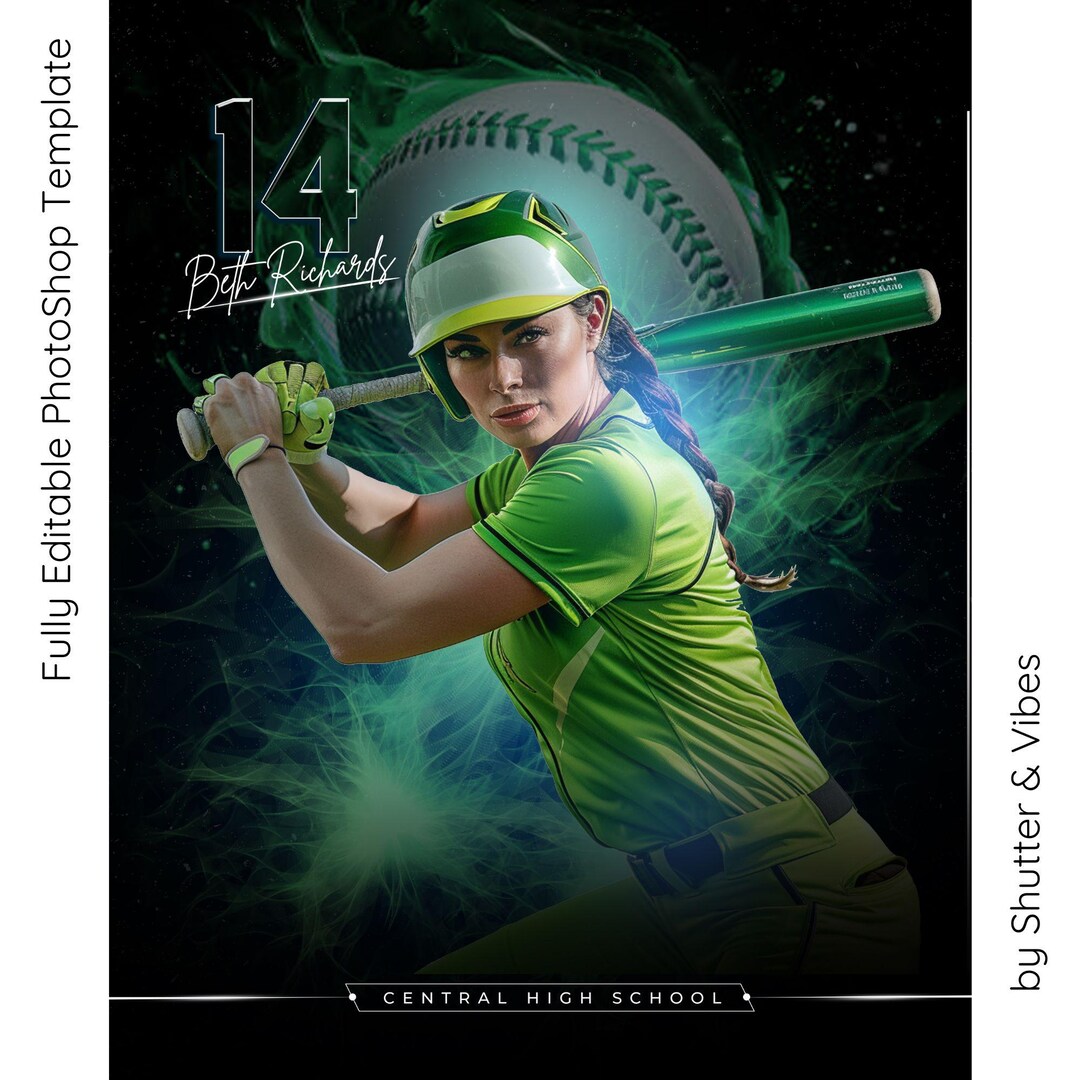 Photoshop Softball Poster Template, Digital Sports Background Softball ...