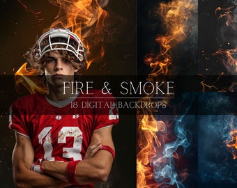 Fire and Smoke Photography Backdrops: Sports & Senior Portraits (Digital Download)