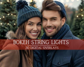 Bokeh String Lights Photo Overlays: Twinkle Holiday Effects (Digital Download)