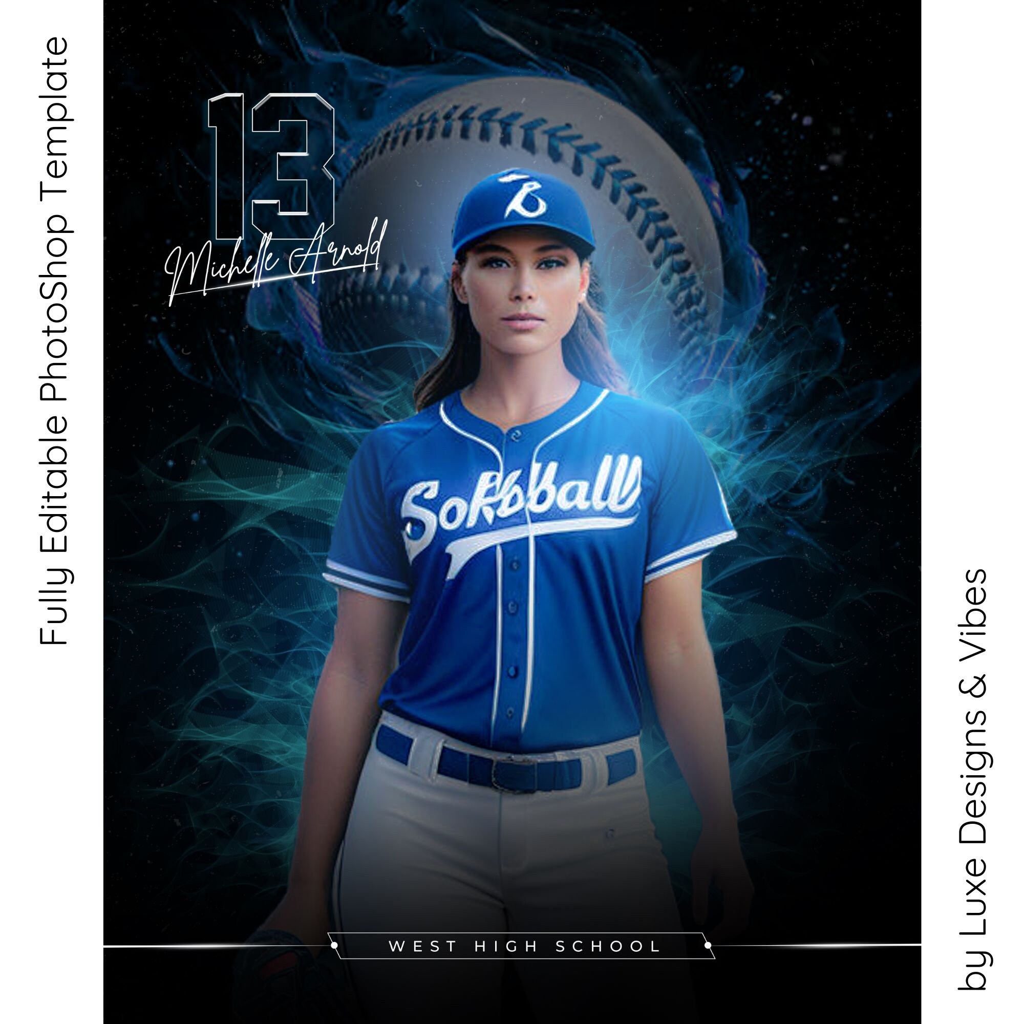 Photoshop Softball Poster Template, Digital Sports Background Softball ...