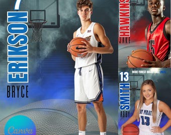 Basketball Poster Canva Template: Senior Sports Backdrop (Digital)
