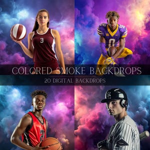 Colored Smoke Photography Backdrop: Sports Poster Backgrounds (Digital Download)