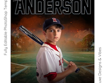 Photoshop Baseball Poster Template: Youth Sports Banner (Digital Download)