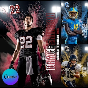 Football Poster Template: Senior Sports Banner, Memory Mate (Canva Editable)