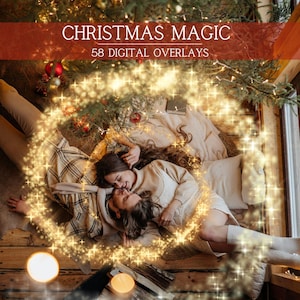 58 Magic Christmas Overlay For Photoshop Overlays, Fairy Dust Backdrop, Glowing Stars Overlay, Sparkle PNG For Christmas Lights, Starlight
