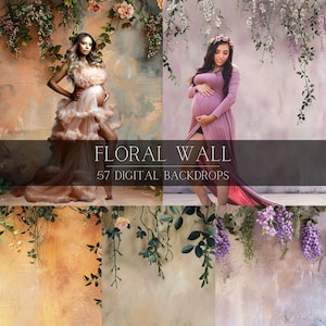 57 FLORAL WALL BACKDROPS Digital Backdrop Overlay Maternity Backdrop Digital Floral Overlays Art Newborn Studio Backdrop Photoshop Overlay