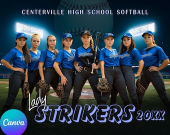Softball Team Poster Template: Senior Night Banner (Canva Editable)