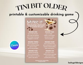 Tini Bit Older Drinking Game Printable Espresso Martini Girls Night Games Birthday Party Printable Bachelorette Drink If Hen Party Decor