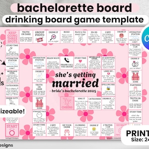 Summer Bachelorette Games Drinking Board Games Board Hen Party Game Pink Floral Bachelorette Game Board Bachelorette Ideas Hen Do Party Game