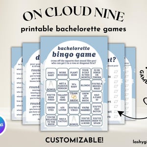 Paquete de juegos para despedida de soltera Cloud 9, decoración para despedida de soltera Cloud Nine, ideas para despedidas de soltera, juegos para damas de honor, juego para despedida de soltera, vino Cloud
