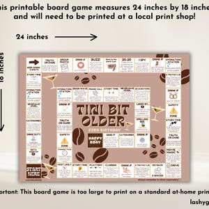Tini Bit Older Birthday Board Game Espresso Martini Birthday Party Decor Girls Night Games Printable Drinking Board Game Bachelorette Board image 7