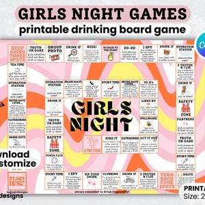 Girls Night Drinking Board Game Printable Girls Night Games Night DIY Girls Night Drinking Board Game for Adults Birthday Board Games