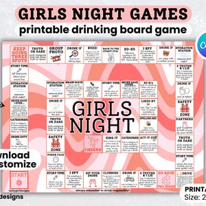 Girls Night Drinking Board Game Printable Girls Night Games Night DIY Girls Night Drinking Board Game for Adults Birthday Board Games