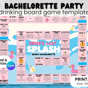 Bachelorette Board Game Pool Bachelorette Drinking Board Game Printable Board Game Hen Party Printable Drinking Game Pool Party Bachelorette