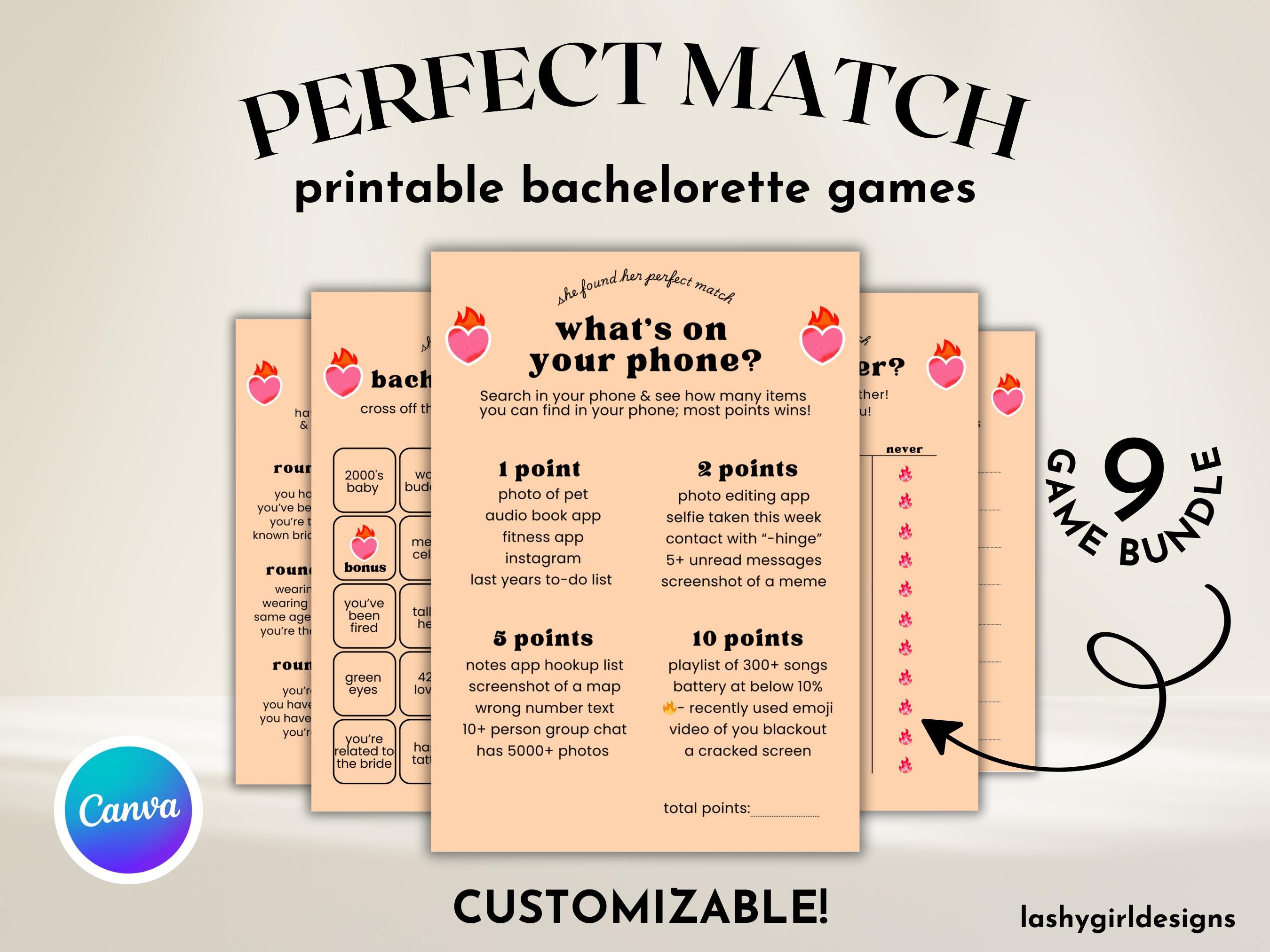 Perfect Match Bachelorette Party Games Bundle, Hens Do Games, Drinking Game  Hens, Bachelorette Decorations, Girls Night Ideas - Etsy