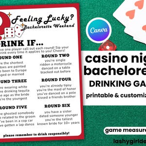 Despedida de soltera en Las Vegas, divertido juego de beber, despedida de soltera con suerte en el amor, fiesta de despedida de soltera, fiesta de casino, juegos de noche de chicas, juego de beber, cartas, ideas para despedidas de soltera