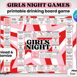 Girls Night Drinking Board Game Printable Girls Night Party Games Template Adult Birthday Games Drinking Party Games Girls Night Ideas