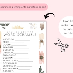 Bachelorette Game Printables Bachelorette Game Card Word Scramble Game ...