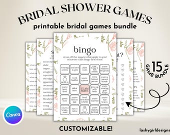 Simple Bridal Shower Printable Games Bundle for Engagement Party and Wedding Shower Party Decorations Hen Do Party Supplies