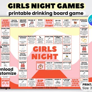Girls Night Drinking Board Game Printable Girls Night Games Night DIY Girls Night Drinking Board Game for Adults Birthday Board Games