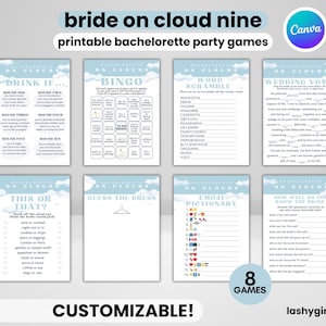 On Cloud Nine Bachelorette Game Printables Theme Cloud 9 Bachelorette Party Ideas Bridal Shower Activity Bridal Shower Game Hens Weekend