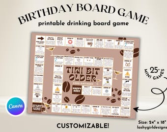 Tini Bit Older Birthday Board Game Espresso Martini Birthday Party Decor Girls Night Games Printable Drinking Board Game Bachelorette Board