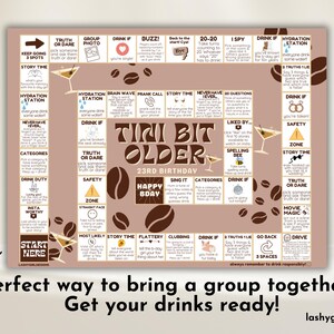 Tini Bit Older Birthday Board Game Espresso Martini Birthday Party Decor Girls Night Games Printable Drinking Board Game Bachelorette Board image 4