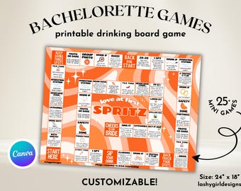 Bachelorette Drinking Board Game Printable Drinking Board Game Aperol Spritz Hen Party Games Love at First Spritz Bachelorette Decorations