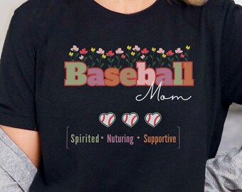 Camiseta de beisebol fofa para mãe, presente de beisebol para mãe, presente de beisebol para mãe, camiseta de beisebol para mulheres, camiseta de beisebol para dia de jogo para mãe, Spirit Wear