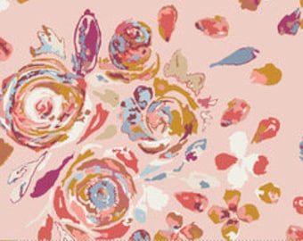 Swifting Flora Rosewood | Rosewood Fusion | Maureen Cracknell | Art Gallery Fabrics | FUS-RW-1900 | Painted Flowers | Sold by the 1/2 Yard