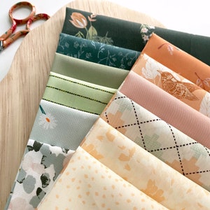 Mossy Knoll Custom Bundle | Sage Green Peach Floral Quilt Fabric | Bookish Sharon Holland | Birds | Various Art Gallery Fabrics