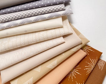 Earth Science Curated Bundle | Tan Gray Beige Quilt Fabric | Neutral Colors | Various Art Gallery Fabrics