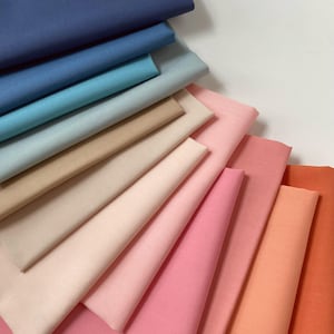 Dusk To Dawn Curated Bundle | Rich Tones | Blue Pink Orange Beige Solid Quilt Fabrics | Various Art Gallery Fabrics