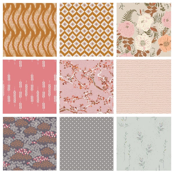 Tickled Pink Curated Bundle | Pink, Gray, and Brown Floral Quilt Fabrics | Various Art Gallery Fabrics and Designers